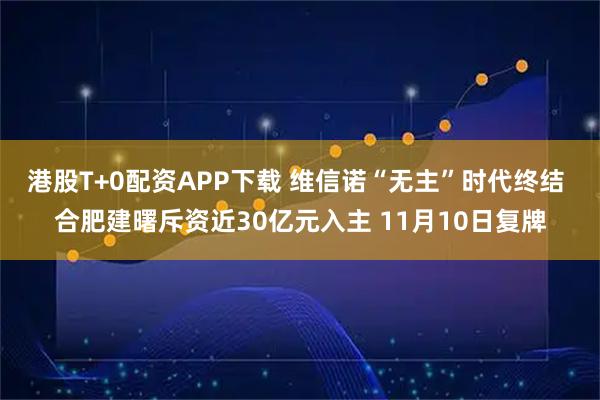 港股T+0配资APP下载 维信诺“无主”时代终结 合肥建曙斥资近30亿元入主 11月10日复牌